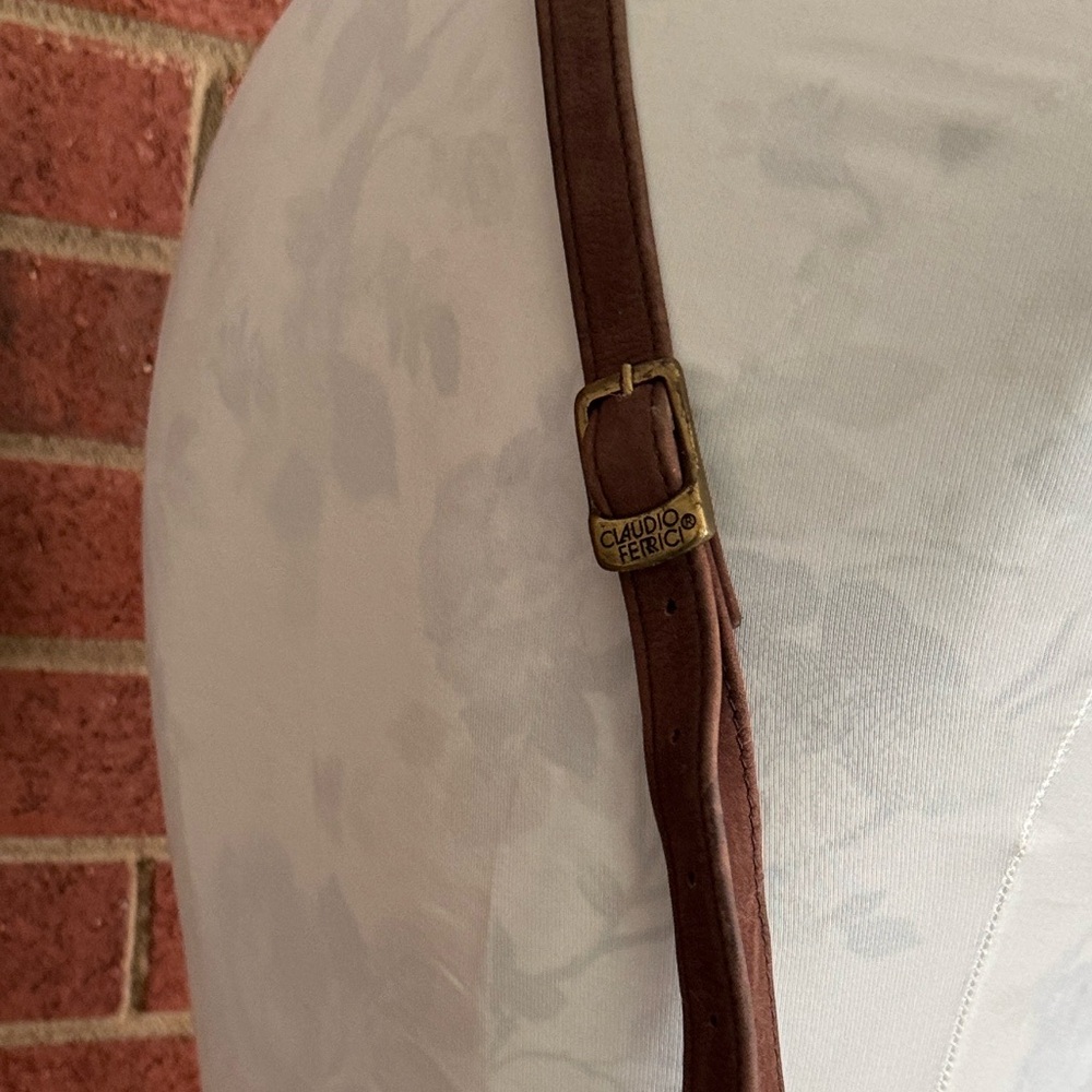Claudio Ferrici Brown Suede Adjustable Strap Crossbody - Picture 3 of 8